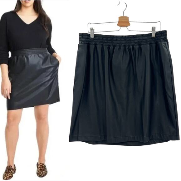 J.Crew x Universal Standard Faux Leather Mini‎ Skirt Black Plus Size 2X - Picture 1 of 9